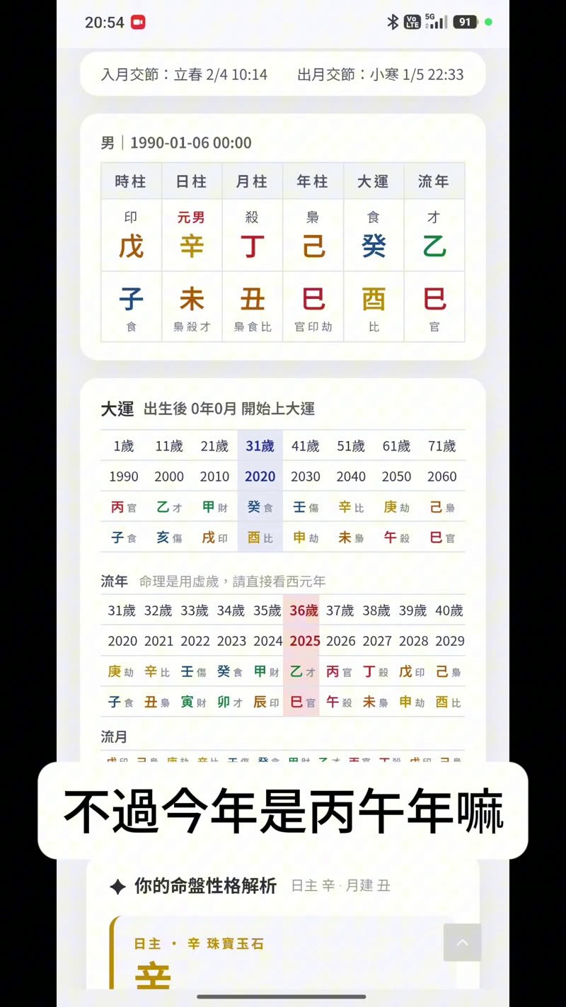 八字流年丙午年大運將結束