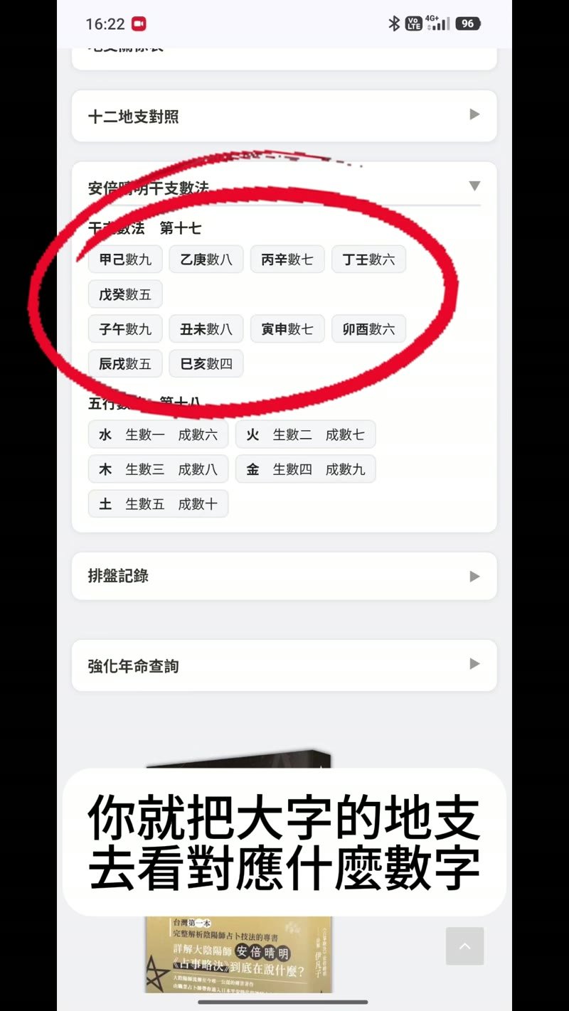 安倍晴明干支數法十二地支與數字對應
